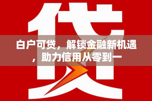 苑里白户可贷，解锁金融新机遇，助力信用从零到一