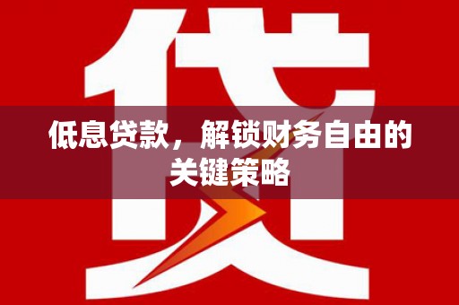 即墨低息贷款，解锁财务自由的关键策略
