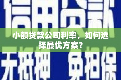房山小额贷款公司利率，如何选择最优方案？