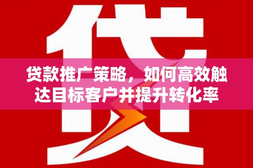 阳东贷款推广策略，如何高效触达目标客户并提升转化率