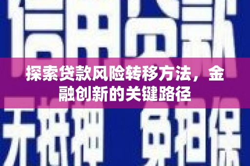 潭子探索贷款风险转移方法，金融创新的关键路径