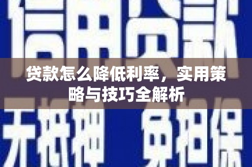 盐水贷款怎么降低利率，实用策略与技巧全解析
